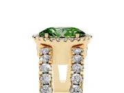 Oval Halo Split Shank Engagement Ring Setting for a Fancy Green Lab-Grown Diamond | Yellow Gold