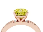 Cushion Cut Vintage Pavé Engagement Ring Setting for a Fancy Yellow Lab-Grown Diamond | Rose Gold