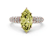 Marquise Multi Row Pave Engagement Ring Setting for a Fancy Yellow Lab-Grown Diamond | Rose Gold