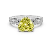 Heart-Shaped Three Row Pave Engagement Ring Setting for a Fancy Yellow Lab-Grown Diamond | Sterling Silver