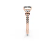 Fancy Black Three-Stone Radiant Cut Diamond Pavé Band Ring Set in Rose gold with Prong-Set Trio