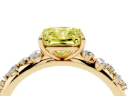 Fancy Yellow Radiant Cut Diamond Cluster Solitaire Ring Set in Yellow gold with Prong Setting