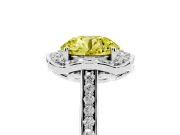 Round Halo Engagement Ring Setting for a Fancy Yellow Lab-Grown Diamond | Petal Tips | White Gold