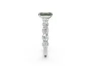 Emerald Cut Side Stone Engagement Ring Setting for a Fancy Green Lab-Grown Diamond | Scalloped Prong Accents | Platinum