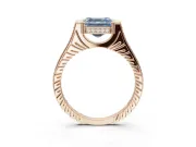 Asscher Cut Vintage Cathedral Engagement Ring Setting for a Fancy Blue Lab-Grown Diamond | Carved Band | Rose Gold