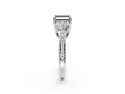 Fancy Black Asscher Cut Lab-Grown Diamond Three-Stone Ring Set in Platinum with Channel-Set Band and Prong Setting