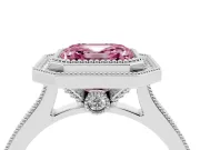 Asscher Cut Vintage Milgrain Halo Engagement Ring Setting for a Fancy Pink Lab-Grown Diamond | Bezel Head | Platinum