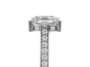 Asscher Cut Vintage Cathedral Engagement Ring Setting | Carved Band | Platinum