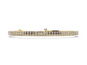 Round Lab-Grown Diamond Two-Row Tennis Bracelet | Hinged Square Links | Yellow Gold