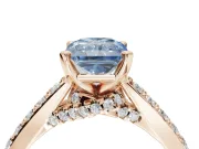 Radiant Cut Pavé Solitaire Engagement Ring Setting for a Fancy Blue Lab-Grown Diamond | Crossover Gallery | Rose Gold