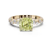 Cushion Cut Graduated Solitaire Engagement Ring Setting for a Fancy Yellow Lab-Grown Diamond | Yellow Gold
