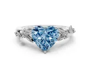 Heart-Shaped Leaf Solitaire Engagement Ring Setting for a Fancy Blue Lab-Grown Diamond | Platinum
