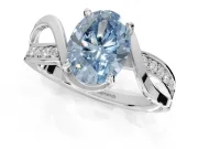 Oval Bypass Solitaire Engagement Ring Setting for a Fancy Blue Lab-Grown Diamond | Pavé Strands | Sterling Silver