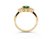 Fancy Green Radiant Cut Diamond Cluster Ring Set in Yellow gold with Beaded Band