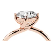 Cushion Cut Bypass Solitaire Engagement Ring Setting | Plain Band | Rose Gold