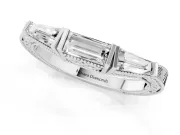 Baguette Diamond Milgrain Band Set in Platinum with Channel V-Prong Setting