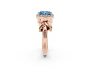 Radiant Cut Floral Halo Engagement Ring Setting for a Fancy Blue Lab-Grown Diamond | Rose Gold