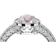 Pear-Shaped Milgrain Halo Engagement Ring Setting for a Fancy Pink Lab-Grown Diamond | Wide Pavé Band | Sterling Silver