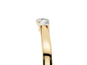 Round Diamond Three-Stone Tension Band Set in Yellow gold with Prong Setting