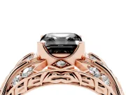 Asscher Cut Art Deco Graduated Engagement Ring Setting for a Black Center | Split Shank | Rose Gold