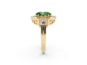 Oval Milgrain Sectioned Halo Engagement Ring Setting for a Fancy Green Lab-Grown Diamond | Yellow Gold