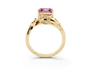 Asscher Cut Twisted Bypass Engagement Ring Setting for a Fancy Pink Lab-Grown Diamond | Yellow Gold