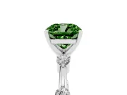 Cushion Cut Bar Set Engagement Ring Setting for a Fancy Green Lab-Grown Diamond | Sterling Silver