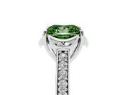 Princess Cut Floral Pavé Engagement Ring Setting for a Fancy Green Lab-Grown Diamond | Petal Accents | Sterling Silver