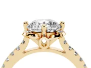 Round Floral Petal Engagement Ring Setting | Petal Accents | Yellow Gold