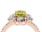Emerald Cut Star Floral Halo Engagement Ring Setting for a Fancy Yellow Lab-Grown Diamond | Rose Gold