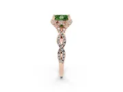 Princess Cut Milgrain Halo Engagement Ring Setting for a Fancy Green Lab-Grown Diamond | Graduated Shoulders | Rose Gold