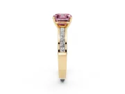 Asscher Cut Channel Engagement Ring Setting for a Fancy Pink Lab-Grown Diamond | Yellow Gold