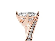 Asscher Cut Bypass Pavé Solitaire Engagement Ring Setting | Angled Head | Rose Gold