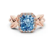 Radiant Cut Floral Halo Engagement Ring Setting for a Fancy Blue Lab-Grown Diamond | Rose Gold