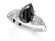 Pear-Shaped Three-Stone Engagement Ring Setting for a Black Center | Pear Side Stones | Platinum