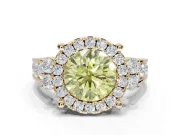 Round Halo Engagement Ring Setting for a Fancy Yellow Lab-Grown Diamond | Graduated Channel Band | Yellow Gold