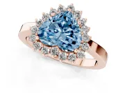 Heart-Shaped Scalloped Halo Engagement Ring Setting for a Fancy Blue Lab-Grown Diamond | Rose Gold