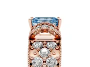Emerald Cut Vintage Pave Engagement Ring Setting for a Fancy Blue Lab-Grown Diamond | Milgrain Edges | Rose Gold