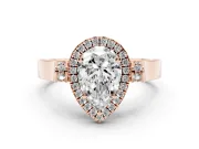 Pear-Shaped Halo Engagement Ring Setting | Pavé Panel Shoulders | Rose Gold