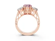 Heart-Shaped Three Stone Engagement Ring Setting for a Fancy Pink Lab-Grown Diamond | Beaded Shoulders | Rose Gold