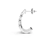 Round Lab-Grown Diamond Double Row Hoop Earrings | Grouped Stones | Sterling Silver