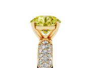 Round Domed Pavé Engagement Ring Setting for a Fancy Yellow Lab-Grown Diamond | Yellow Gold