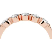 Round Lab-Grown Diamond Five-Stone Bar Set Wedding Band | Raised Row | Rose Gold