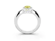 Fancy Yellow Emerald Cut Diamond Halo Engagement Ring Set in Silver with Plain Split Shank and Prong Setting