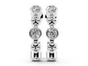 Round Lab-Grown Diamond Bezel Hoop Earrings | Metal Bead Clusters | White Gold