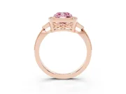 Fancy Pink Cushion Cut Diamond Halo Engagement Ring Set in Rose gold with Milgrain Pavé Band