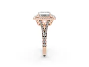 Asscher Cut Double Halo Split Shank Engagement Ring Setting | Pavé Shoulders | Rose Gold