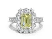 Emerald Cut Vintage Halo Engagement Ring Setting for a Fancy Yellow Lab-Grown Diamond | White Gold