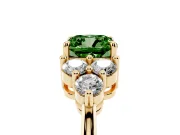 Cushion Cut Cluster Side Stone Engagement Ring Setting for a Fancy Green Lab-Grown Diamond | Plain Band | Yellow Gold