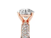 Round Cut Diamond Solitaire Ring Set in Rose gold with Prong Setting and Pavé-Set Band